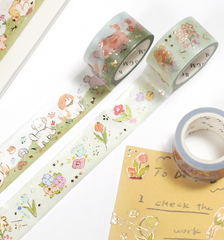 Cute Kawaii BGM Washi / Masking Deco Tape - Flower Tulip Garden Bloom Spring - for Scrapbooking Journal Planner Craft