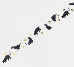 Cute Kawaii BGM Washi / Masking Deco Tape - Black Cat - for Scrapbooking Journal Planner Craft