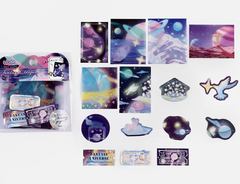 Cute Kawaii BGM Flake Stickers Sack - Blue Scene Stars Night - for Journal Agenda Planner Scrapbooking Craft