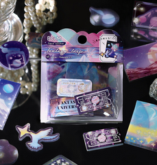 Cute Kawaii BGM Flake Stickers Sack - Blue Scene Stars Night - for Journal Agenda Planner Scrapbooking Craft