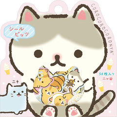 Kawaii Cute San-X CorocorocoroNya Cat Flake Stickers Sack - A - Collectible for Journal Agenda Planner Craft Scrapbook