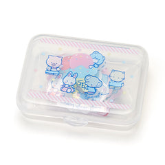 Collectible ૮ ・ﻌ・ა - Cute Kawaii Sanrio Cheery Chums Bear Rabbit Elephant Flake Stickers in Mini Plastic Container 2018 - Collectible
