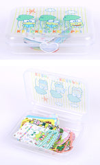 Collectible ૮ ・ﻌ・ა - Cute Kawaii Sanrio Keroppi Frog Flake Stickers in Mini Plastic Container 2018 - Collectible