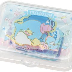 Collectible ૮ ・ﻌ・ა - Cute Kawaii Sanrio Tuxedosam Penguin Flake Stickers in Mini Plastic Container 2018 - Collectible