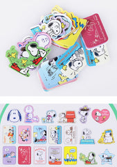 Collectible ૮ ・ﻌ・ა - Cute Kawaii Snoopy Flake Stickers in Mini Plastic Container 2018 - Collectible